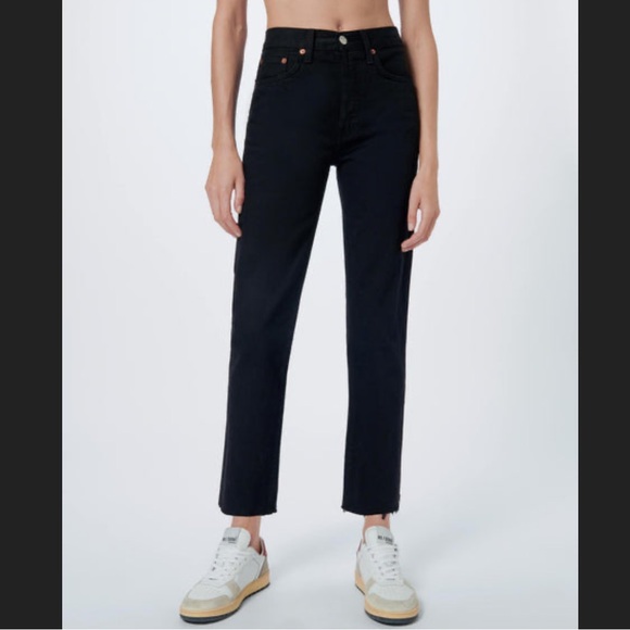 RE/DONE 70's Comfort Stretch High Rise Stove Pipe in Stoned Noir Size 28 - Picture 7 of 7